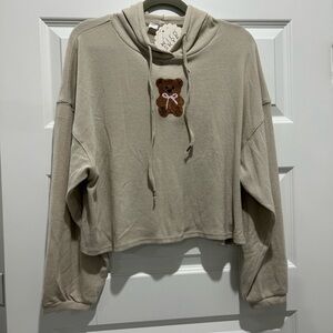 BNWT Women's Tan Hoodie with Bear Design Size L